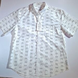 Trendy White Eyewear Print Men's Shirt